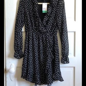 NWT Sheer Polka Dot Wrap Dress